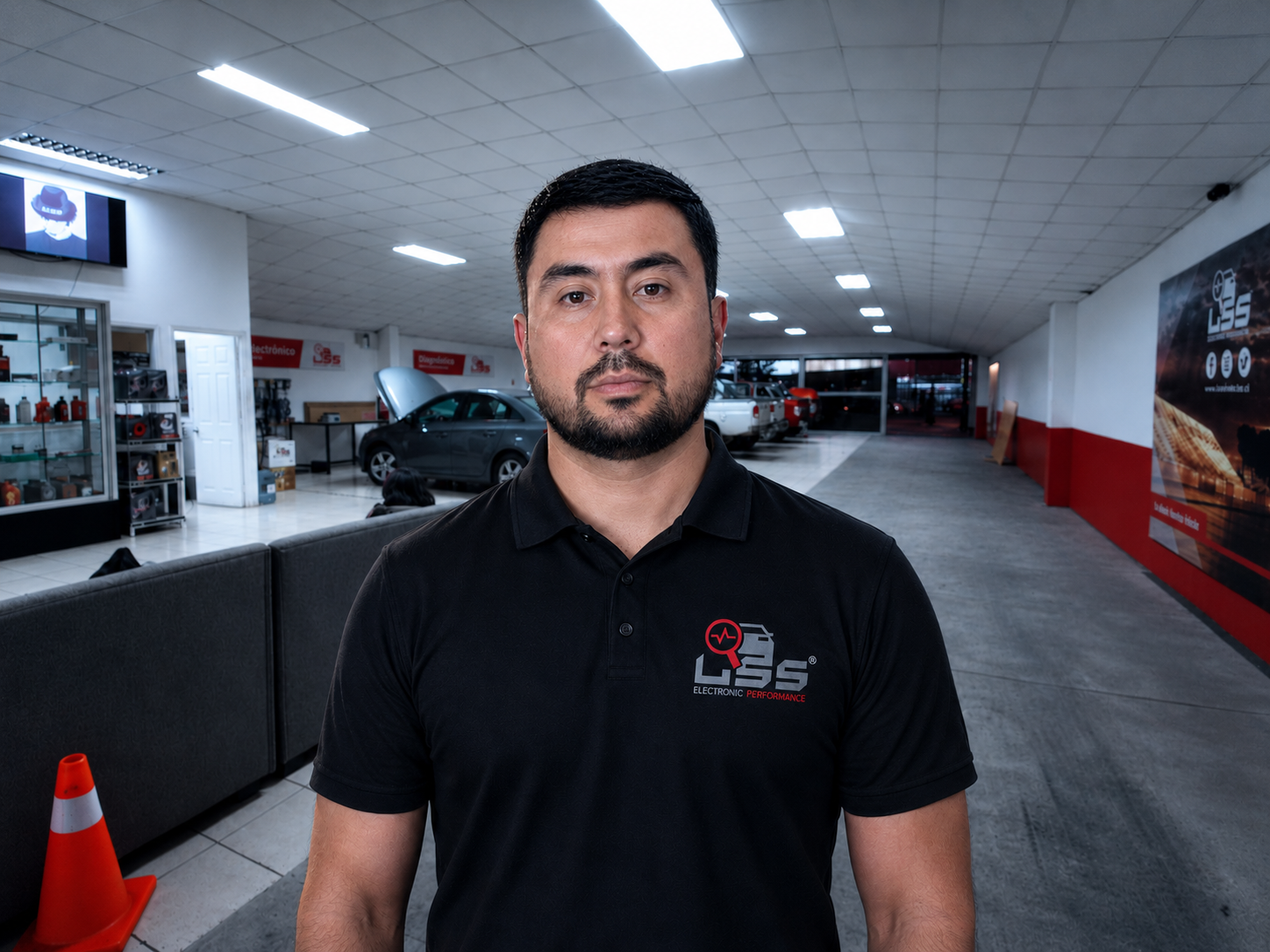 David, fundador de LSS Automotriz, en el taller en La Serena